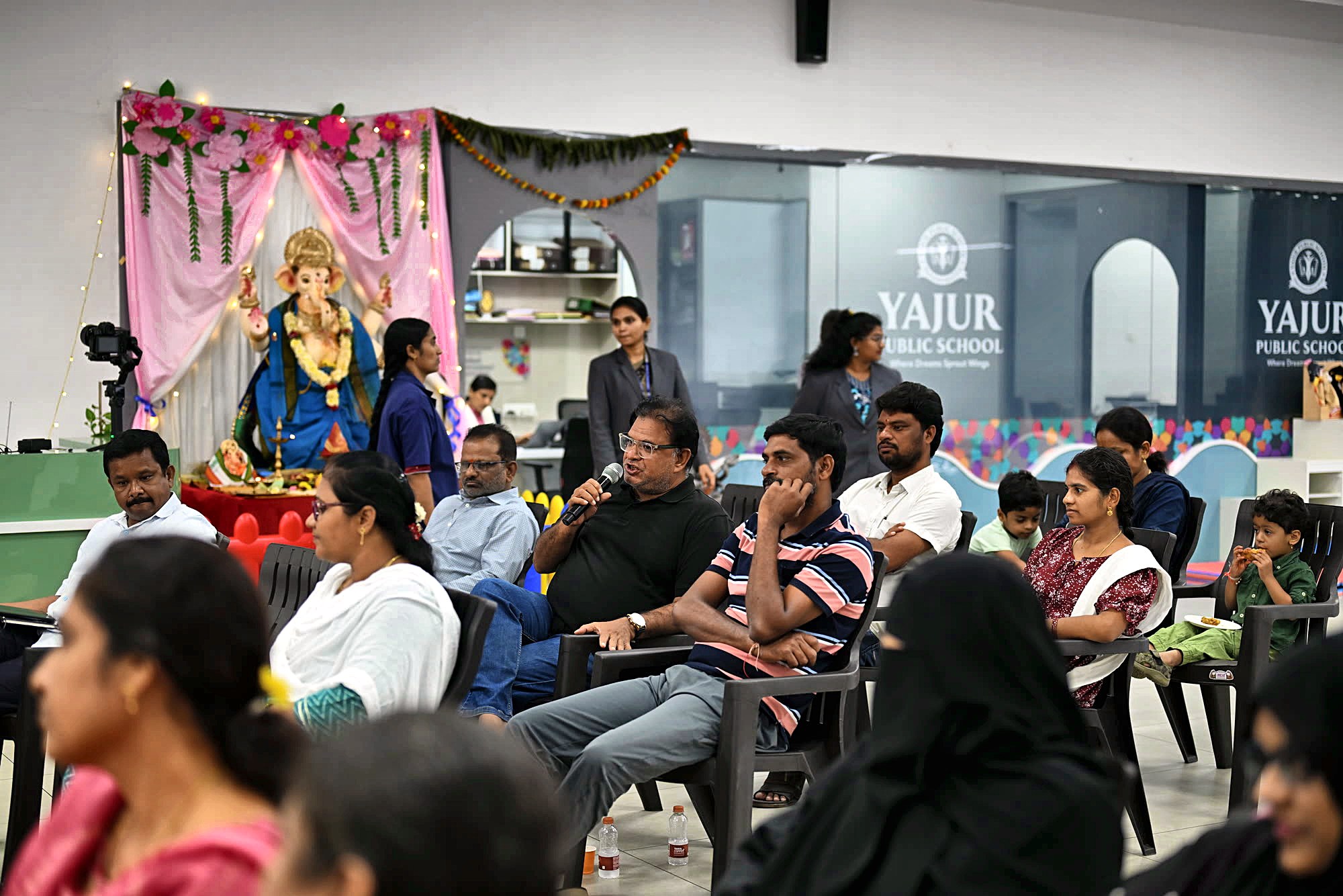 Parents and teachers at the Ganesh celebration