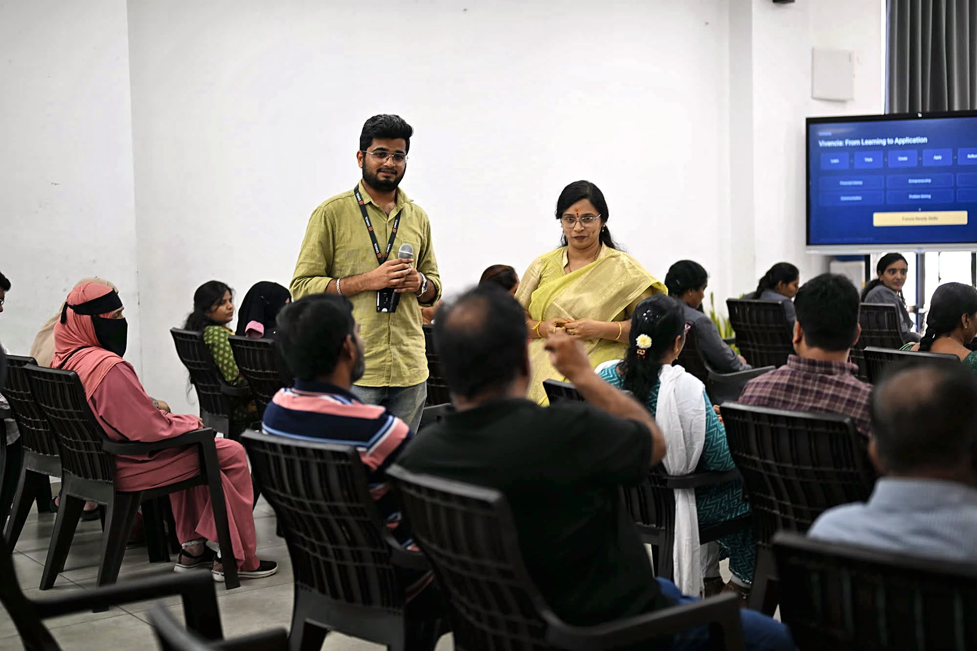 Parents asking questions during a session
