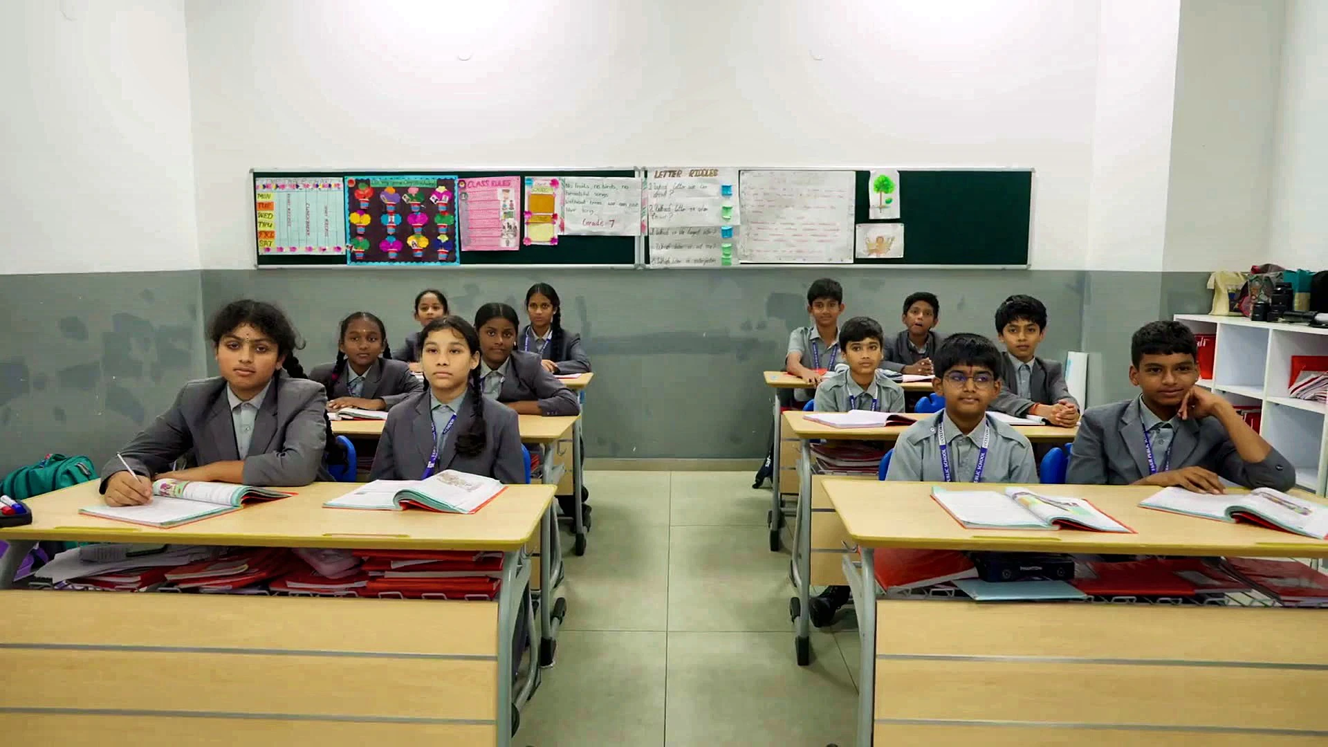 Students at their desks in a Yajur classroom